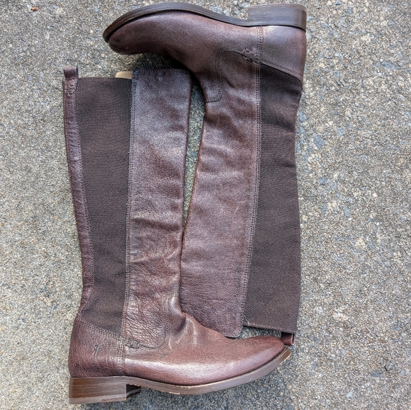 Frye Women's Dark Brown Tall Leather Boots - Picture 2 of 7
